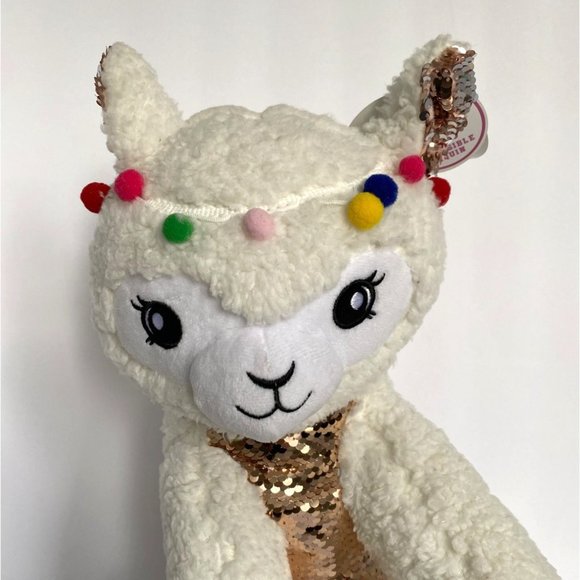 Love2Design Llama Large Plush Reversible Sequins 15x12x12 Inches With Tags - Picture 2 of 15